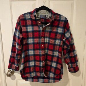 Vintage Pendleton Virgin Wool Red Shadow Flannel Button Down Shirt M